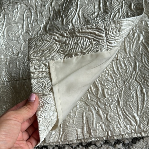 J. CREW Womens Origami Mini Skirt Metallic Matelasse Brocade Wrap Lined Zip Sz 8 - Picture 5 of 9